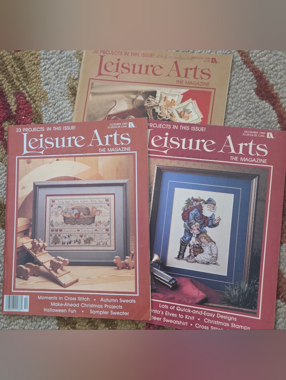 Vintage 80s leisure Arts cross stitch needle craft magazine 3 Issues